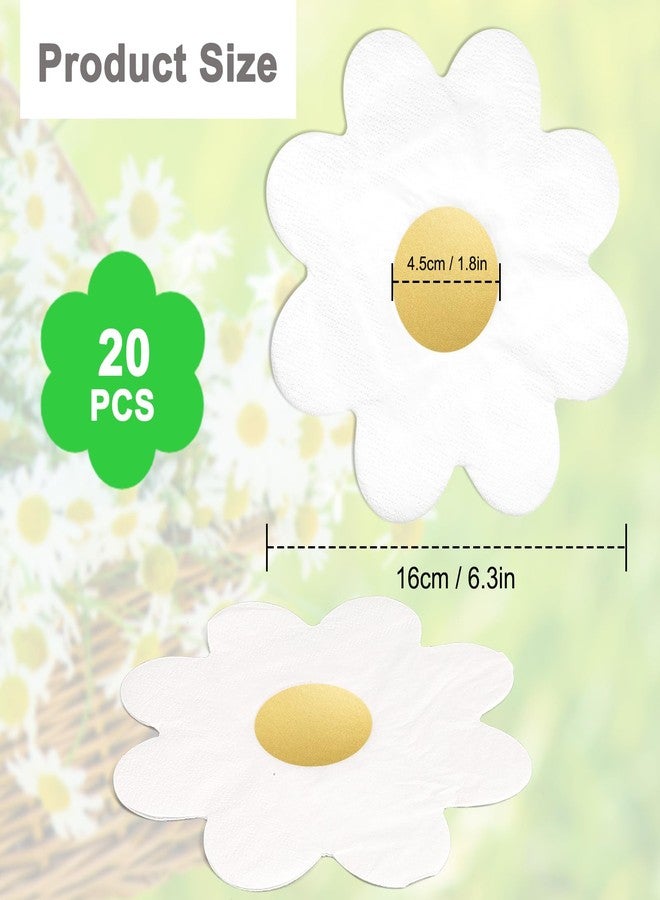 E-ASUM Golden Daisy Cocktail Napkins Disposable Paper Napkins Cute Golden Metallic Foil Dinner Napkin for Powder Room Wedding Holiday Birthday Party Baby Shower Decorative Towels (20PCS) - Image 2
